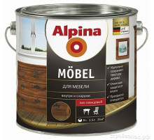 Лак для мебели Alpina Mobel SM шелковисто-матовый 2,5 л.