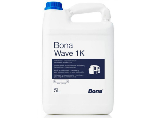 Лак воднодисперсионный полиуретано-акриловый Bona Wave 1K полуматовый 5 л.