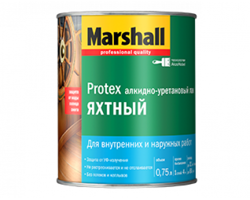 Лак яхтный алкидно-уретановый Marshall Protex полуматовый 2,5 л.