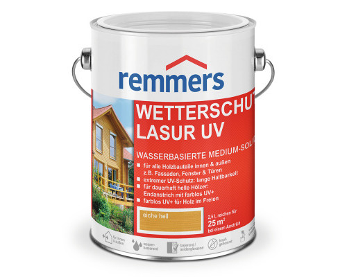 Лазурь декоративная на водной основе Remmers Wetterschutz-Lasur UV+ бесцветная для древесины 5 л.