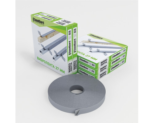 Лента демпферная каучуковая самоклеящаяся для виброизоляции SoundGuard Band Rubber 27 х 4 мм., длина 12 пог.м.