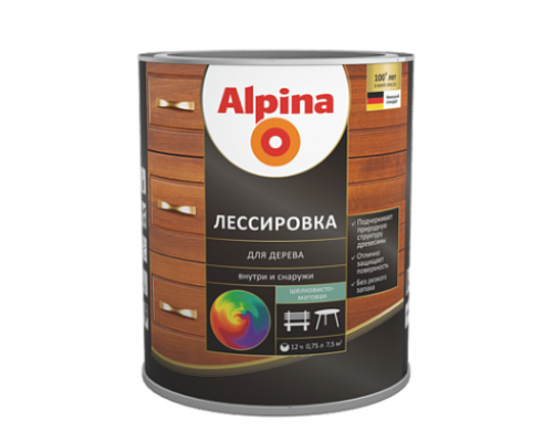 Лессировка для дерева Alpina цветная 0,75 л.