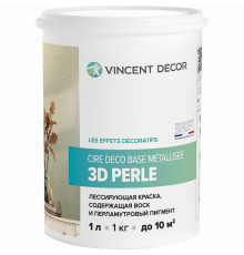 Лессирующая декоративная краска VINCENT DECOR CIRE DECO база Металлизе Перль 3D (0,8л)