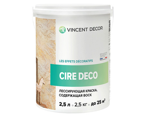 Лессирующая полупрозрачная краска содержащая воск VINCENT DECOR CIRE DECO (1,0л)