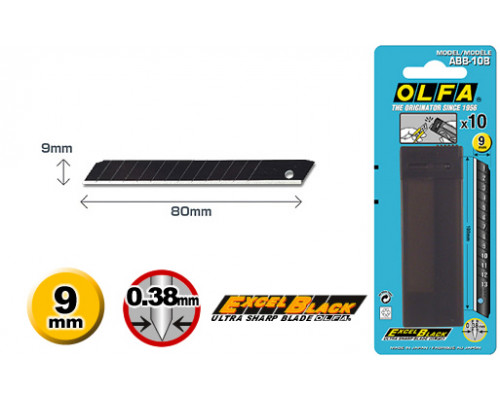 Лезвие OLFA BLACK MAX сегментированное 18 x 100 x 0,5 мм. (10 шт./упак.) OL-LBB-10B