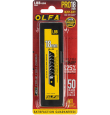 Лезвие сегментированное OLFA EXCEL BLACK 8 сегментов 18 мм. (50 шт/упак.) OL-LBB-50B