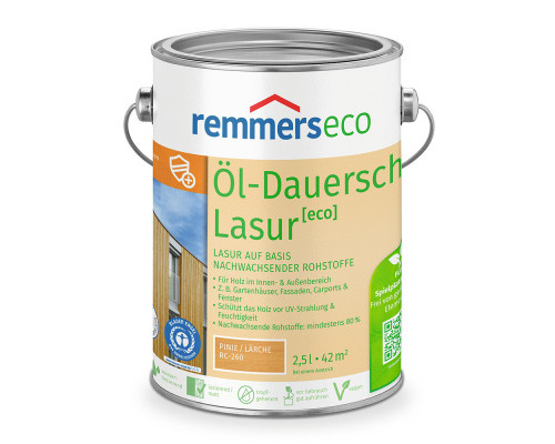 Масло-лазурь для древесины на основе натуральных масел Remmers DAUERSCHUTZ-OL ECO бесцветное 0,75 л.