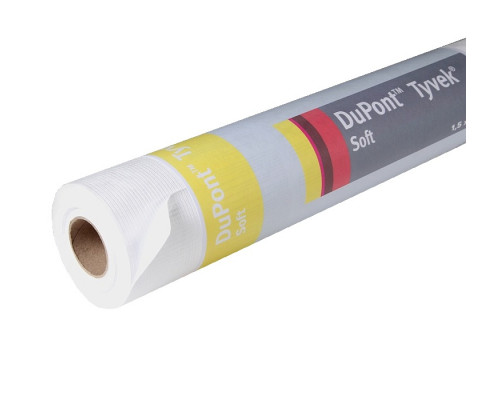 Мембрана диффузионная гидро-ветрозащитная Tyvek Soft / Тайвек Софт 1560B 1,5 x 50 м. 60 г/м2, D