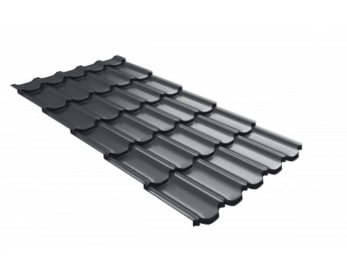 Металлочерепица Grand Line Kvinta plus 3D Drap RAL 7024 Мокрый асфальт 0,5 мм.