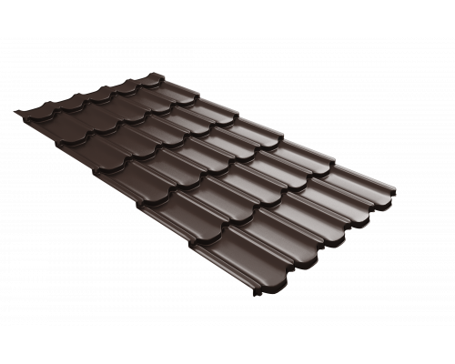 Металлочерепица Grand Line Kvinta plus 3D Drap RAL 8017 Шоколад 0,5 мм.