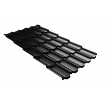 Металлочерепица Grand Line Kvinta plus 3D PurLite Matt RAL 9005 Черный 0,5 мм.