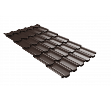 Металлочерепица Grand Line Kvinta plus 3D PurPro Matt 275 RAL 8017 Шоколад 0,5 мм.