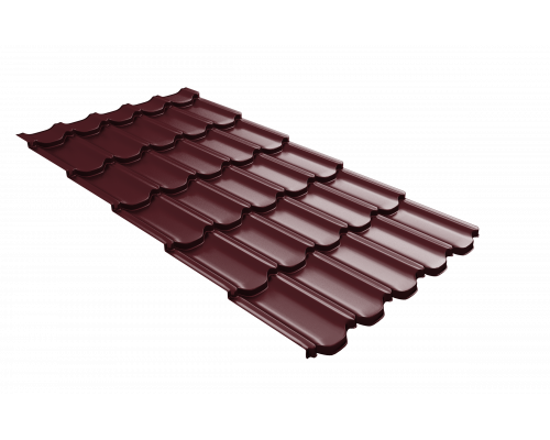 Металлочерепица Grand Line Kvinta plus 3D Satin Matt RAL 3005 Красное вино 0,5 мм.