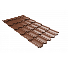 Металлочерепица Grand Line Kvinta plus 3D Satin Matt RAL 8004 Терракота 0,5 мм.