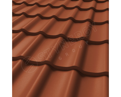 Металлочерепица Stynergy СМ Классик Rooftop Бархат 0,5 мм. RAL 8004 Медно-коричневый