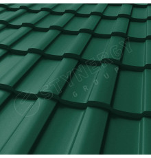 Металлочерепица Stynergy Stella Rooftop Бархат 0,5 мм. RAL 6005 Зелёный мох