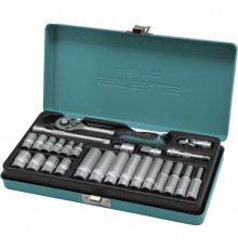 Набор торцевых головок с трещоткой, 1/4, 26 предметов Stels
