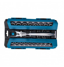 Набор торцевых головок, трещотка 120 зубьев, 36 предметов, 1/2", 3/8”, CrV Gross