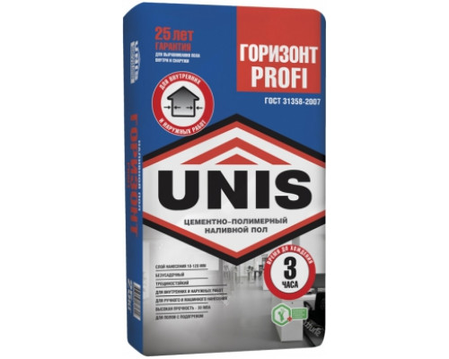 Наливной пол цементно-полимерный высокопрочный Unis / Юнис Горизонт PROFI 20 кг.
