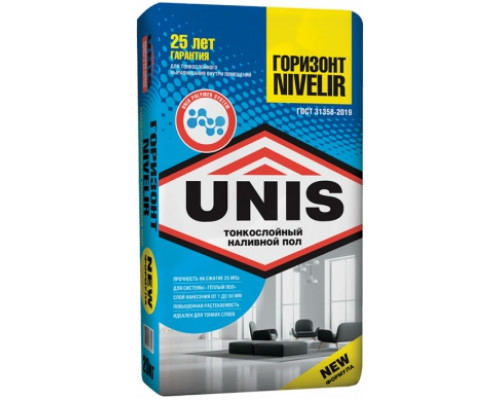 Наливной пол тонкослойный Unis / Юнис Горизонт Nivelir 20 кг.