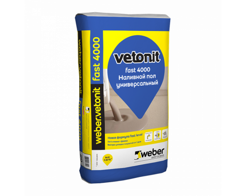 Наливной пол универсальный Weeber.Wetonit Fast 4000 / Вебер.Ветонит Фаст 4000 серый 20 кг.