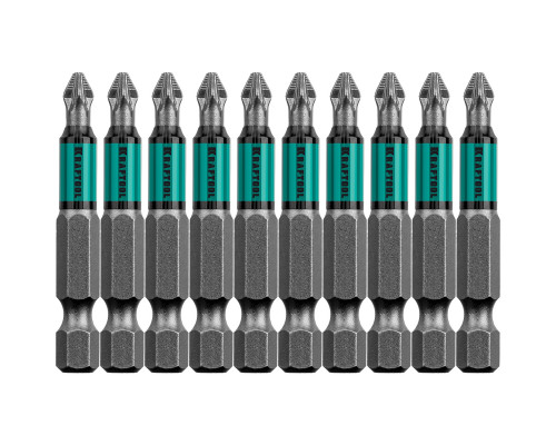 Optimum Line Биты, PZ2, 50 мм, тип хвостовика E 1/4″, 10 шт в блистере, KRAFTOOL