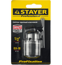 Патрон ударный STAYER "PROFESSIONAL" ключевой для дрели, 10 мм, с ключом в комплекте, посадочная рез