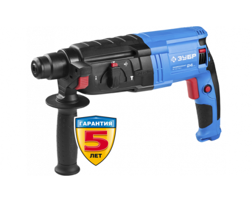 Перфоратор SDS-plus, ЗУБР Профессионал ЗП-24-750 К, реверс, горизонтальный, 2.6 Дж, 0-1100 об/мин, 0-4500 уд/мин, 750 Вт, кейс