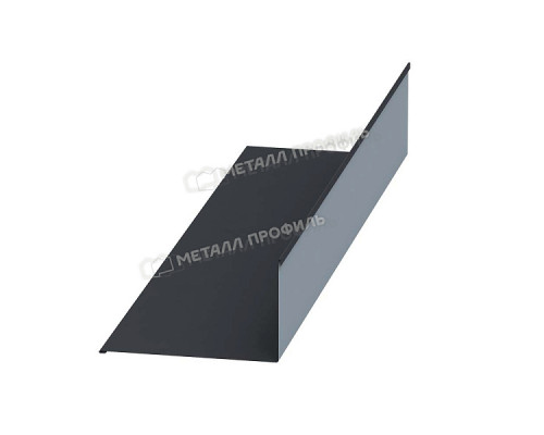 Планка примыкания верхняя 250 х 147 х 2000 мм. Металл Профиль VALORI DarkGrey Темно-серый 0,5 мм.