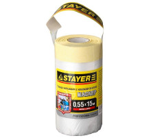 Пленка STAYER "PROFESSIONAL" защитная с клейкой лентой "МАСКЕР", HDPE, 9мкм, 0,55х15м