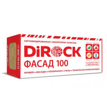 Плита минераловатная Dirock Фасад-100 1000 х 600 х 50 мм. 100 кг/м3 (3,6 м2 / 0,18 м3) 6 плит
