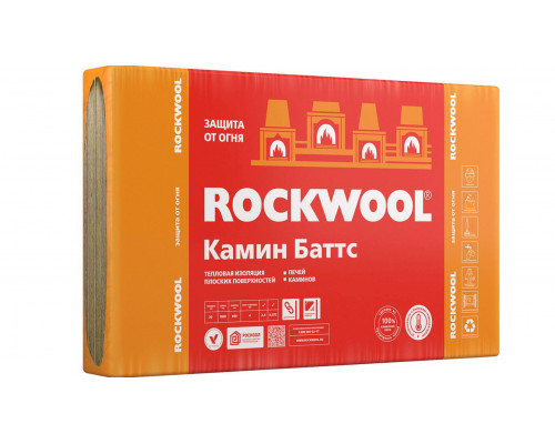 Плита минераловатная Rockwool / Роквул Камин Баттс 1000х600х30 мм. 4 плит 2,4 м2 / 0,072 м3
