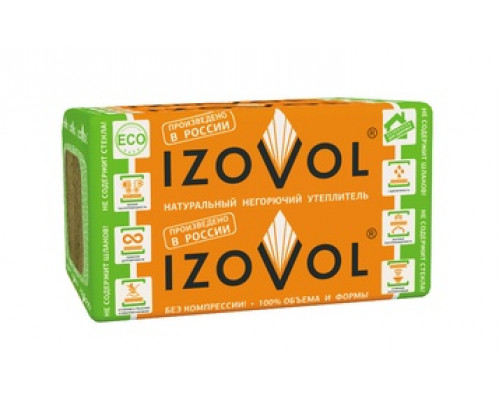Плиты из каменной ваты Изовол / Izovol Л-35 - 1200 х 600 х 100 мм. 35кг/м3 (0,288м3 / 2,88м2) 4 плит