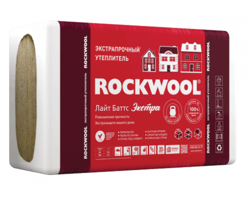 Плиты из каменной ваты Rockwool Лайт Баттс Экстра 1000 х 600 х 100 мм. (2,4м2 / 0,24м3) 4 плиты