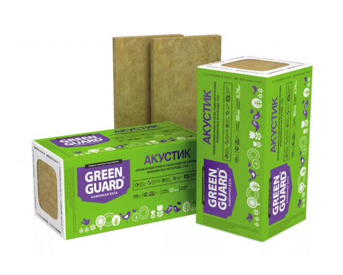 Плиты звукоизоляционные из каменной ваты GreenGuard АКУСТИК 1200 x 600 x 50 мм. (5,76 м2 / 0,288м3) 8 плит, Технониколь 