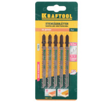 Полотна KRAFTOOL, T101D, для эл/лобзика, Cr-V, по дереву, ДСП, ДВП, чистый рез, EU-хвост., шаг 4мм, 75мм, 5шт