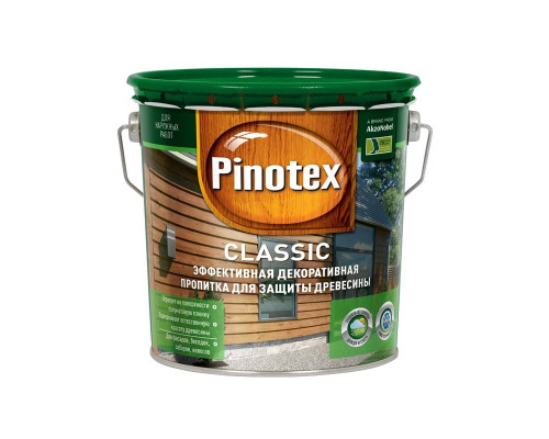Пропитка декоративная для защиты древесины Pinotex Classic полуматовая бесцветная 2,7 л.
