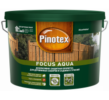 Пропитка декоративная для защиты древесины Pinotex Focus Aqua красное дерево 9 л.