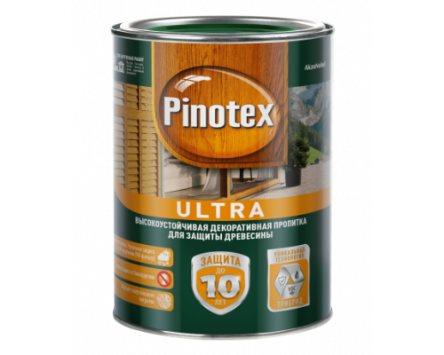 Пропитка декоративная для защиты древесины Pinotex Ultra AWB полуглянцевая сосна 1 л.