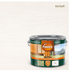 Пропитка декоративная для защиты древесины Pinotex Ultra полуглянцевая белая 9 л.