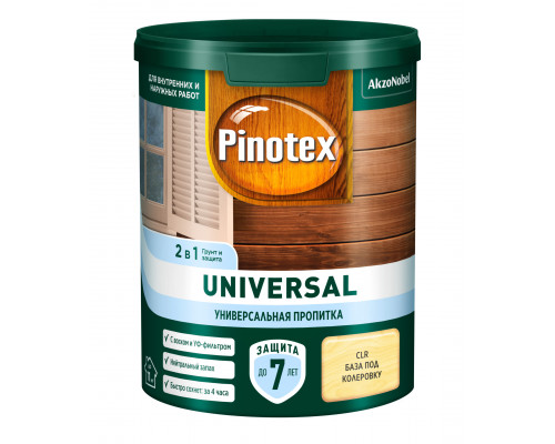 Пропитка декоративная для защиты древесины Pinotex Universal база CLR полуматовая 0,9 л.