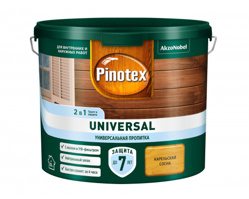 Пропитка декоративная для защиты древесины Pinotex Universal полуматовая Карельская сосна 2,5 л.