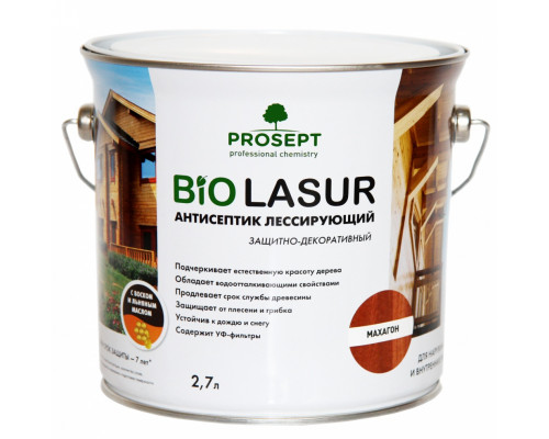 Пропитка декоративная для защиты древесины Prosept Bio Lasur белый люкс 9 л.