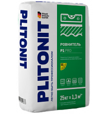 Ровнитель высокопрочный для грубого выравнивания Plitonit Р1 pro 25 кг.