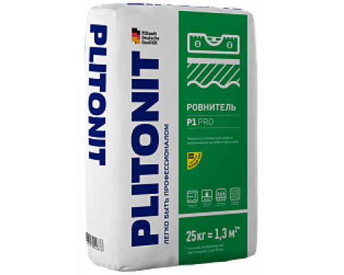Ровнитель высокопрочный для грубого выравнивания Plitonit Р1 pro 25 кг.