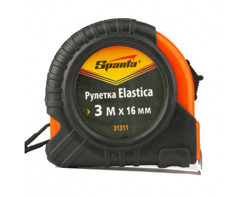 Рулетка Elastica, 3 м х 16 мм, обрезиненный корпус Sparta