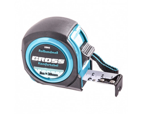 Рулетка GROSS Komfortabel 5 м. х 25 мм. обрезиненный корпус 32562