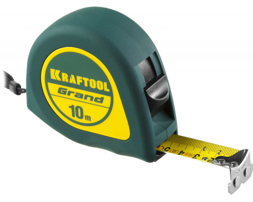 Рулетка KRAFTOOL GRAND, обрезиненный пластиковый корпус, 10м. х 25 мм.