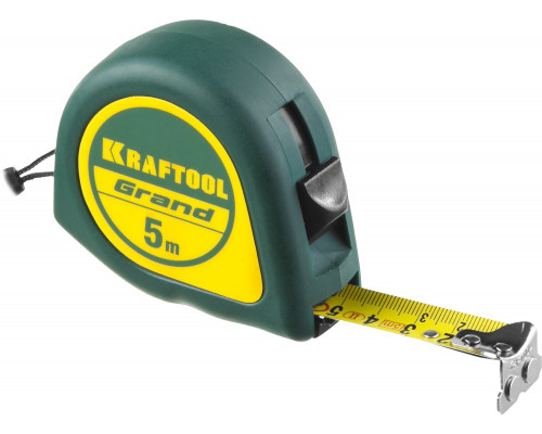 Рулетка KRAFTOOL GRAND, обрезиненный пластиковый корпус, 5м. х 19мм.