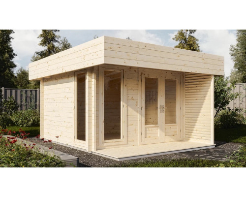 Садовый дом №10 куб из мини-бруса Технониколь Стандарт 3,5 х 3,5 м. 10,4 м2